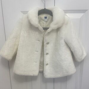 Janie and Jack Ivory Faux Fur Pea Coat